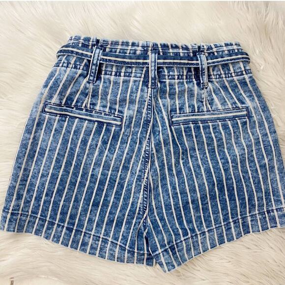 American Eagle Stretch Highest Waist Mom Paper Bag Shorts Striped 00 - Picture 5 of 13